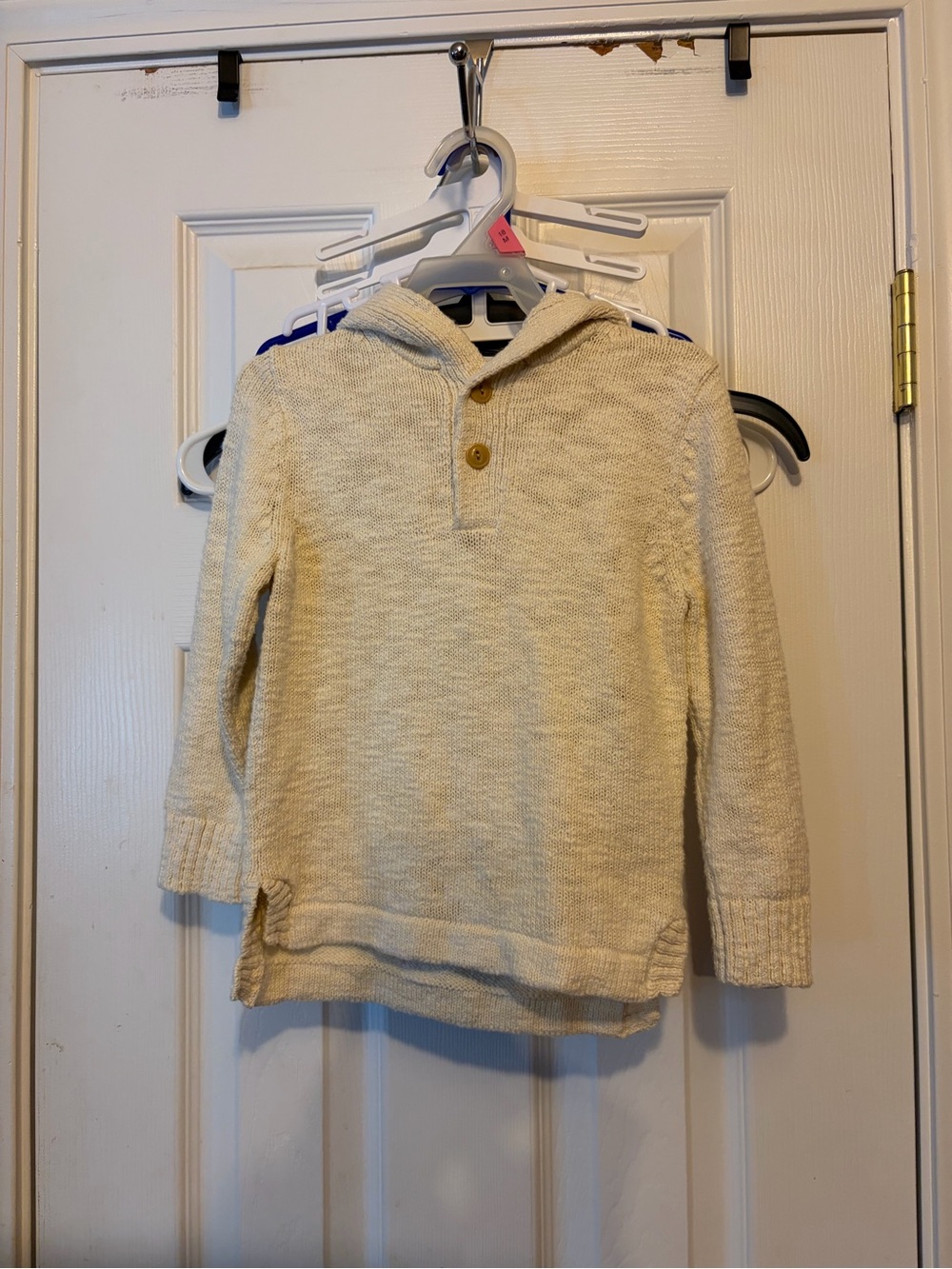 NWT🏷️Baby Gap Ivory Boys’👦🏻Hooded Thermal Waffle Knit Henley Hoodie Sz 2T